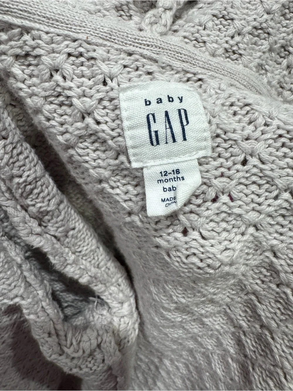 Baby Gap - Knit Hooded Cardigan with Sheep/Lamb Animal Ears in Light Gray